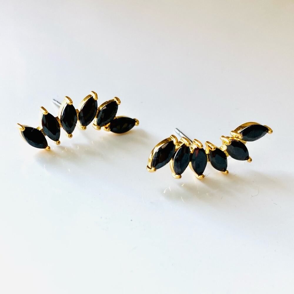 NEW NORDSTROM Black CZ Crawler Studs Earrings Surgical Stainless Steel Jewelry